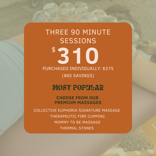 MOST POPULAR MASSAGE BUNDLE : THREE 90 MINUTE SESSIONS